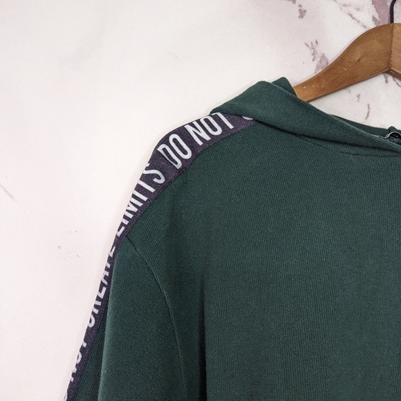 Zara Hoodie Sweatshirt Size Small Crop Green Do Not Create Limits Long Trafaluc - Picture 3 of 12